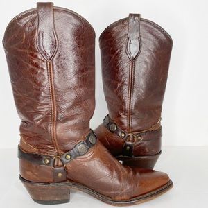Abilene Ladies Brown Concho Harness Western Boots (fit like a size 7.5)